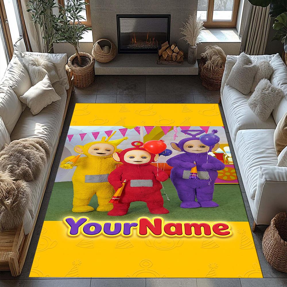 Teletubbies Customizable Name Carpet Suitable for Bedrooms Game Room Dormitory Playrooms Anti-slip Rug Decorate Offices Birthday/Christmas Gift