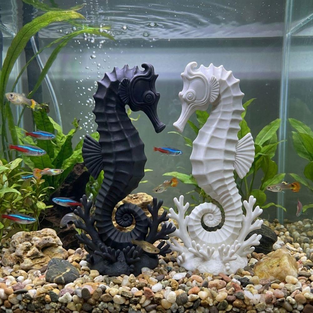2PCS Minimalist Coral Base Seahorse Statue Double Seahorse Seahorse Table Decor Gift Giving