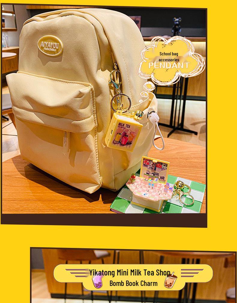 Cartoon Milk Tea Shop Keychain: Cute Couple Backpack Pendant & Creative Ornament Gift