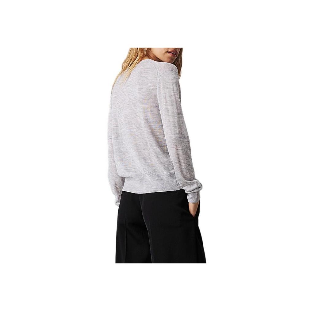 Calvin Klein Solid Color V-Neck Single-Breasted Long Sleeve Knit Sweater Women Tops Gray K20K207935-P68
