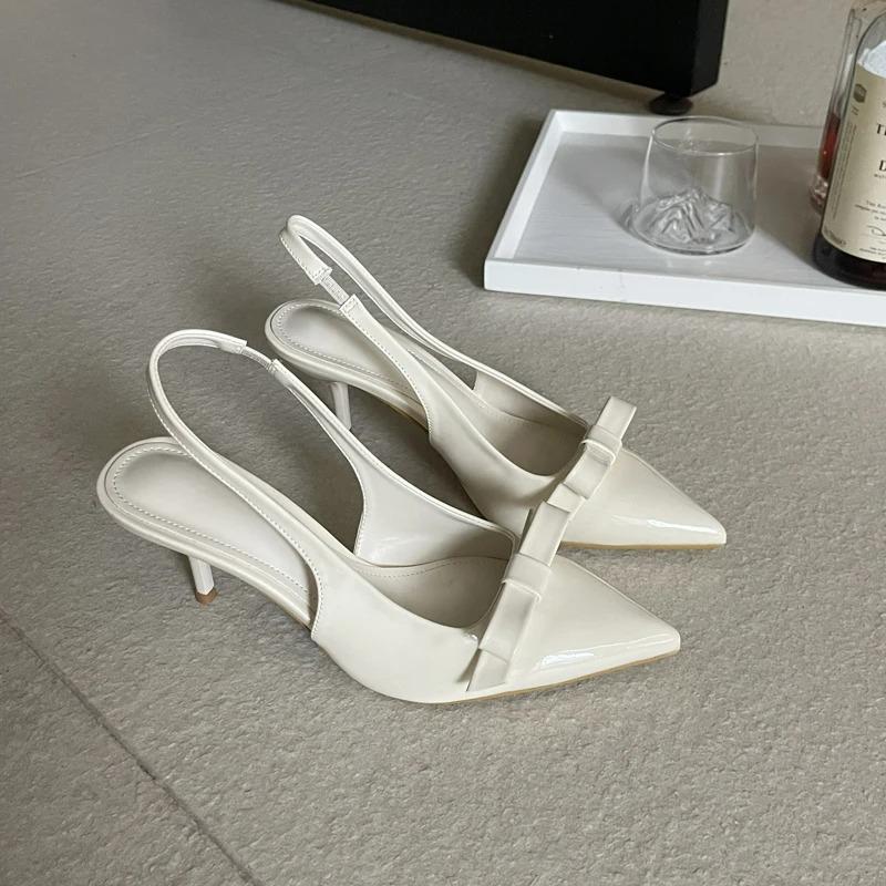 Scarpe da Donna Décolleté con Fiocco a Farfalla Eleganti Punta Affusolata Tacchi Sottili Sandali Slip-on Scarpe Singole da Festa Designer Ufficio Tacchi Alti