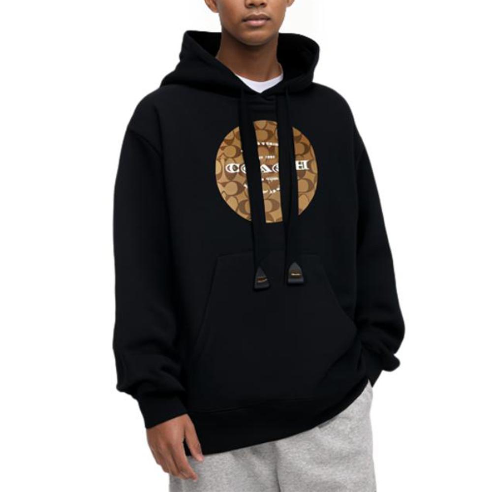 COACH Sweatshirts Unisex Black Hooded Moderate Straight Fit 89639-BLK