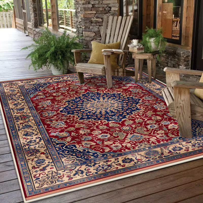 Retro Persian Red CARPET FOR LIVE ROOM Non-slip Bedroom Decoration Bohemian Washable Large Rug Parlor Coffee Tables Mat Room