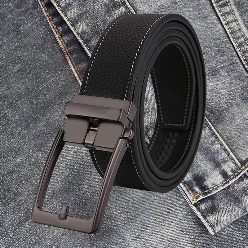 Steel Ridge Bison Men s Genuine Leather Belt with Alloy Automatic Buckle for Business and Fashion 110cm (120-140 Jin)