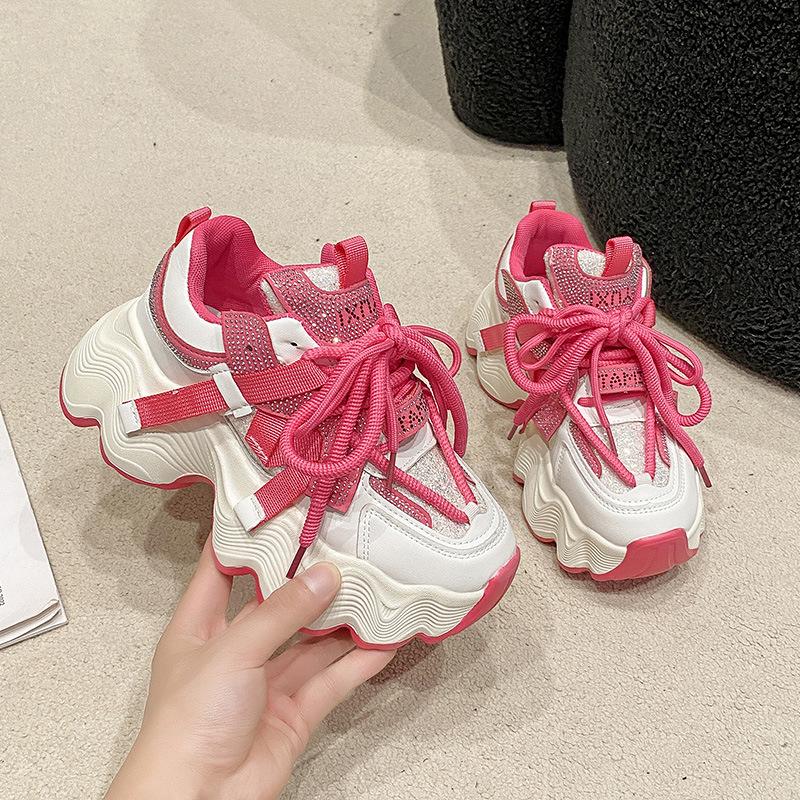 Fashion Thick Bottom Mesh Height Increasing 6cm Chunky Sneakers Women Spring Summer New Casual Sneakers Zapatillas De Mujer Size 35-40