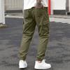 Men's Loose Casual Multi-pocket Work Pants, Youth Stretch Waist Drawstring  Pants