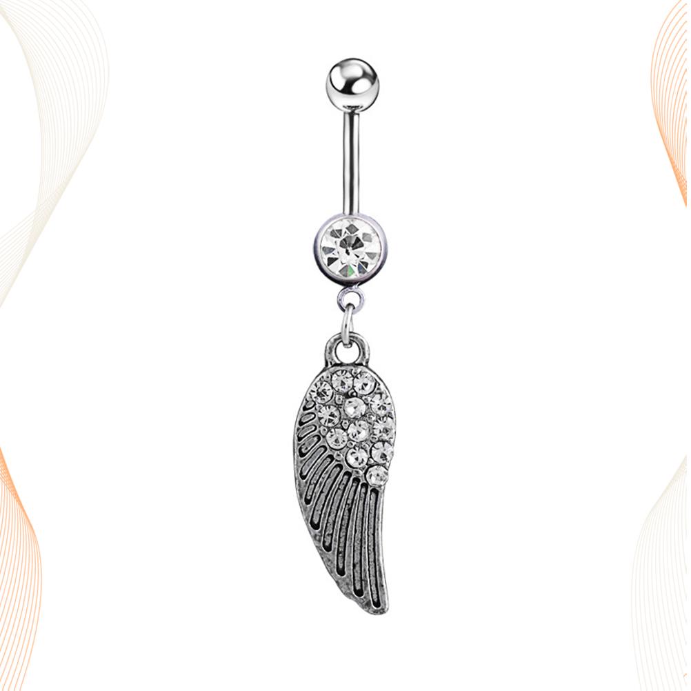 Buy 1pc Belly Rings Rhinestone Wings Feather Body Jewelry Piercing