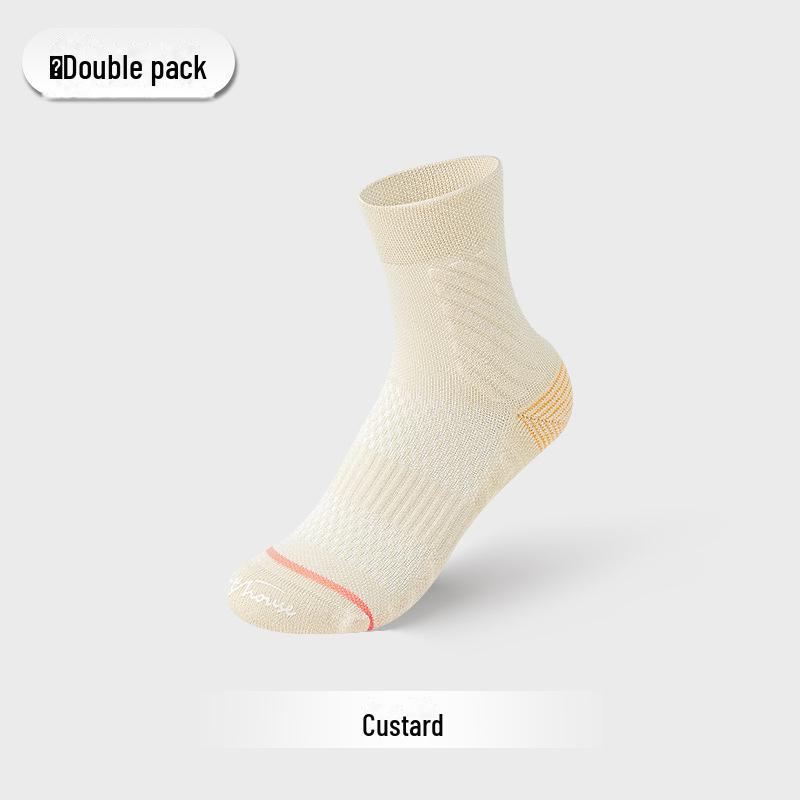 

Носки женские Sport s House средней длины для фитнеса - махровая подошва, влагоотводящие, антибактериальные, дезодорирующие, дышащие спортивные носки One Size жёлтый/кремовый