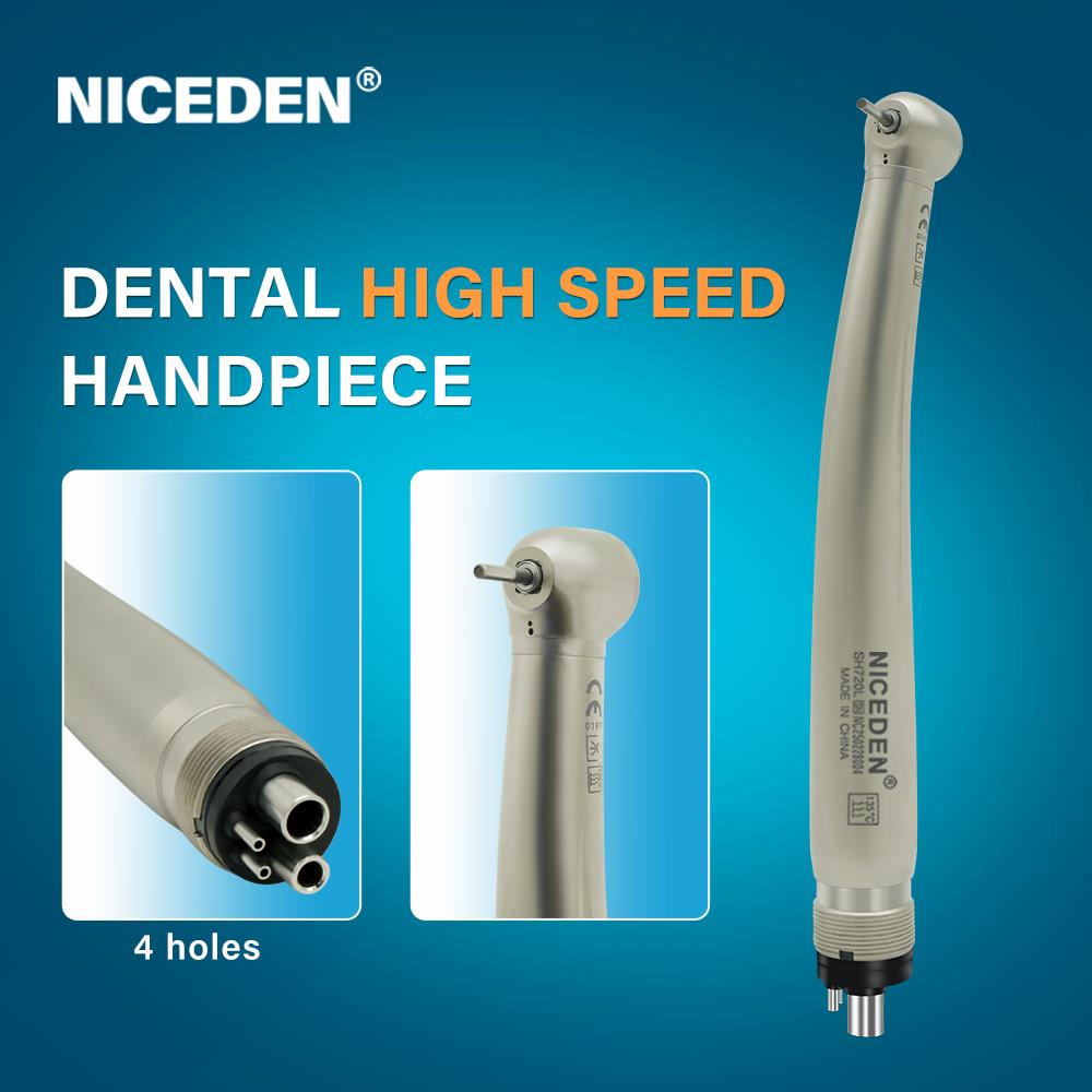 NICEDEN Dental High Speed Anti Retraction Handpiece Push Button Air Turbine 2/4 Holes Torque Head Dentistry Instrument
