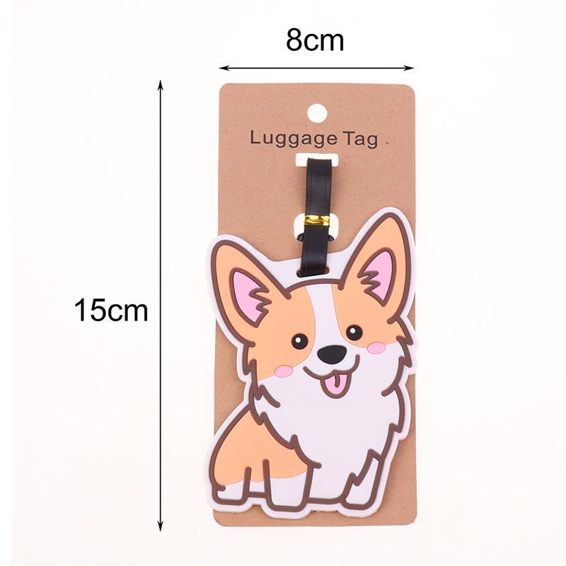 1Pc Luggage Tag Cute Corgi Panda Suitcase Portable Travel Label Accessories