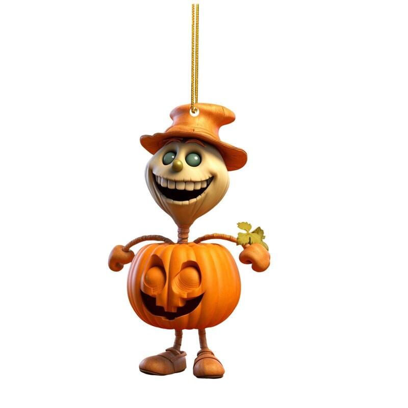 Acryl Kürbis Auto Hängeanhänger mit Geisterkürbis-Design Farbige Optionen Halloween Auto Deko