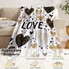 [Soft Warm Love-Themed Throw Blanket] Cozy Love-Themed Flannel Throw Blanket - Soft, Lightweight & Warm for All Seasons