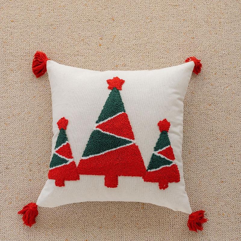 Festliches Weihnachten Thema Kissenbezug Bestickt Feiertag Heimdeko Sofakissen Hülle Plüsch Wohnzimmer Kissenbezug