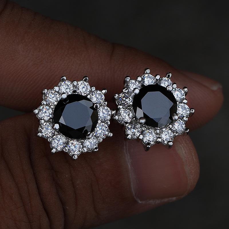 Snowflake Pink Diamond Zircon Sunflower Earrings for Women