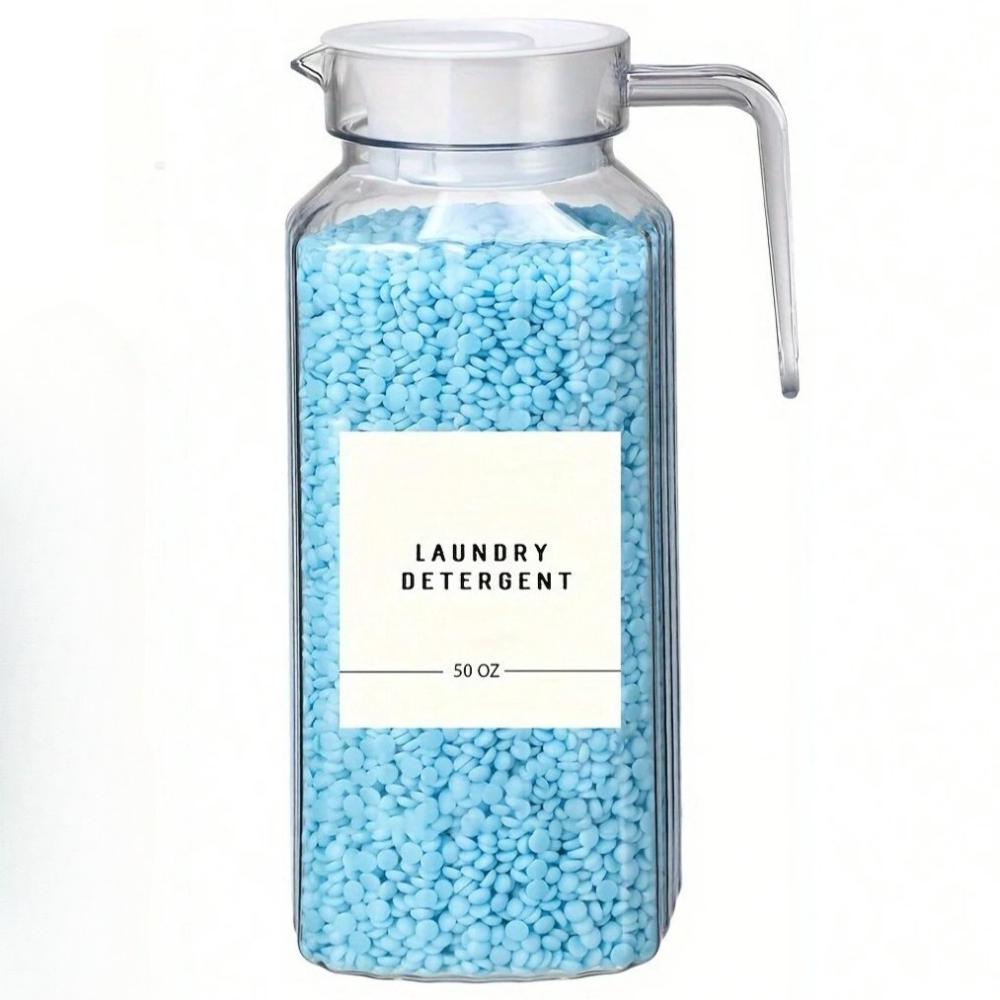 

1/2 Pcs Laundry Detergent Dispenser Fabric Softener Dispenser with Labels Measuring Cups Laundry Soap Bleach Container 1pcs