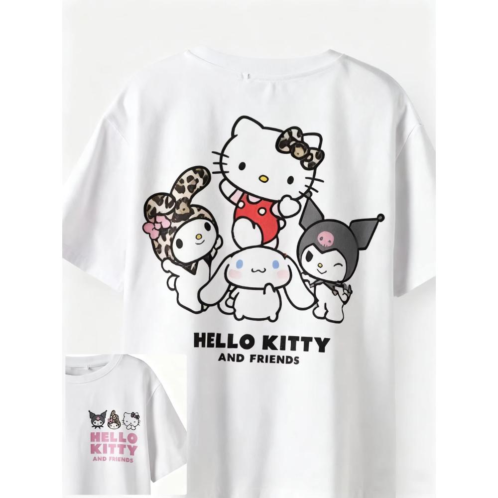 2026 new Hello Kitty Tee soft cotton short sleeve crew neck cute print lightweight summer top for Women daily casual wear