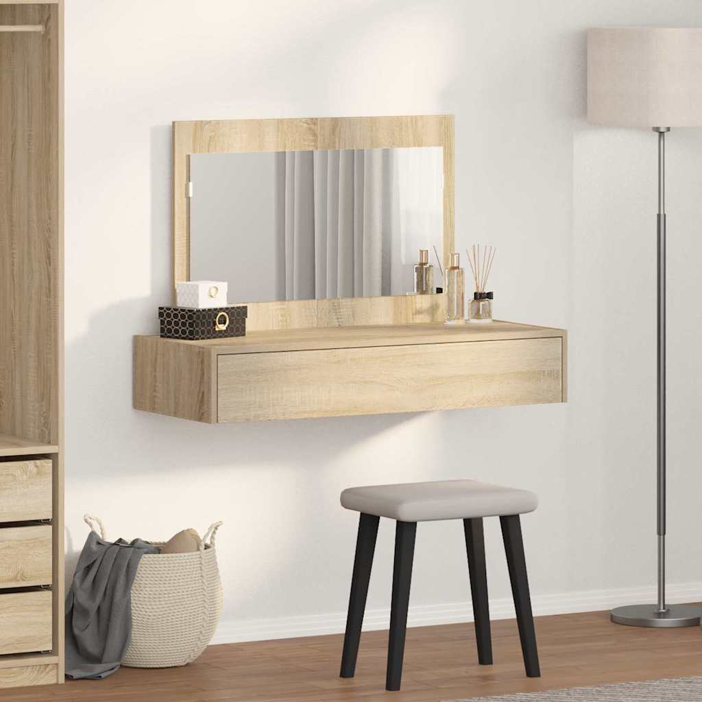Makeup Table with Storage Brown 100 x 40 x 70 cm Engineered Wood