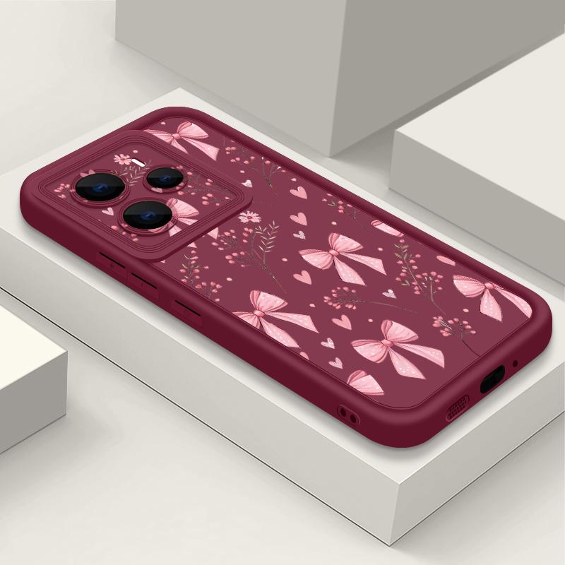 Pink Bowknots Floral Pattern Case For Xiaomi 14T 13T 11T Pro Funda Redmi Note 14 13 Pro 5G 4G 12 11 Shockproof Bumper Silicone Cover