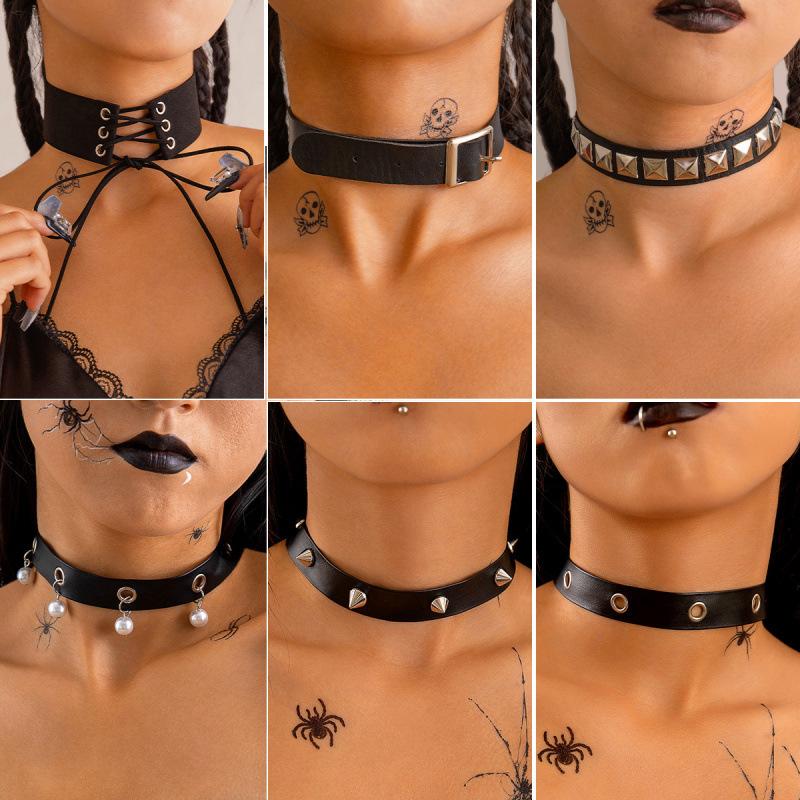 Dark punk metal collar, versatile sweet and cool hip-hop flannel necklace necklace for women