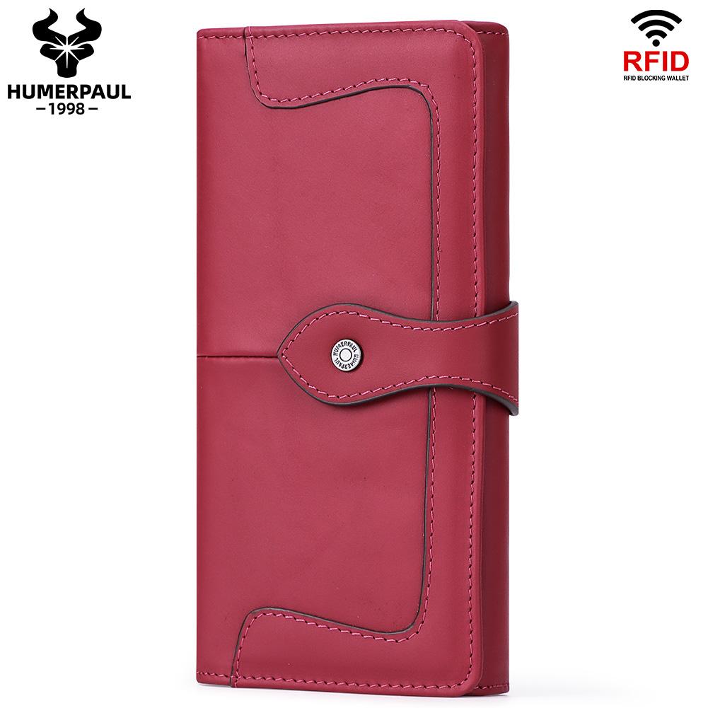 Humerpaul Women Wallet Long Leather Wallet Large-capacity Multi-card Clutch Wallet with Photo Window Coin Purse