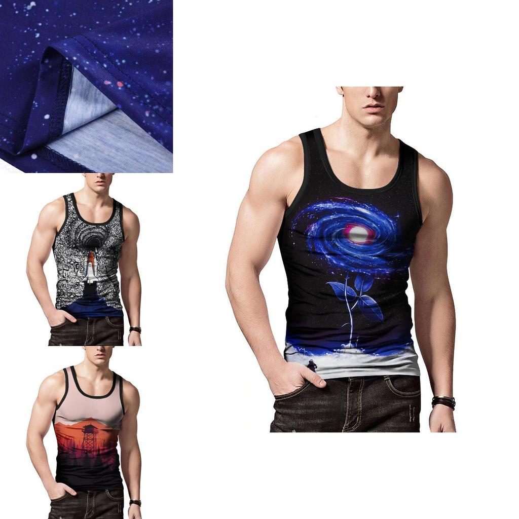 Premium Quality Summer Men's Tank Tops Vest Featuring Vibrant 3d Printed Graphics