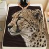 1PC Leopard Cub CloseUp Graphic Print Flannel Blanket High quality All Seasons for Lunch Break Warmth and Comfort Gifts Halloween Gifts