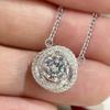 Ladies' Circular Pendant Necklace with Double Layered Surround Cubic Zirconia, Elegant and Eye-catching Jewelry, Birthday and Anniversary Gifts