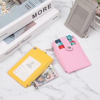 Portable Bus Cards Cover Leather Business ID Card Credit Badge Holder Coin Purse Wallet Keychain
