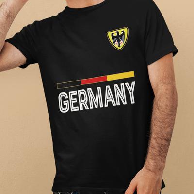 Erwachsene oder Kinder DEUTSCHLAND T-Shirt 2024 Landesflagge Streifen Abzeichen Fußball Weltmeisterschaft