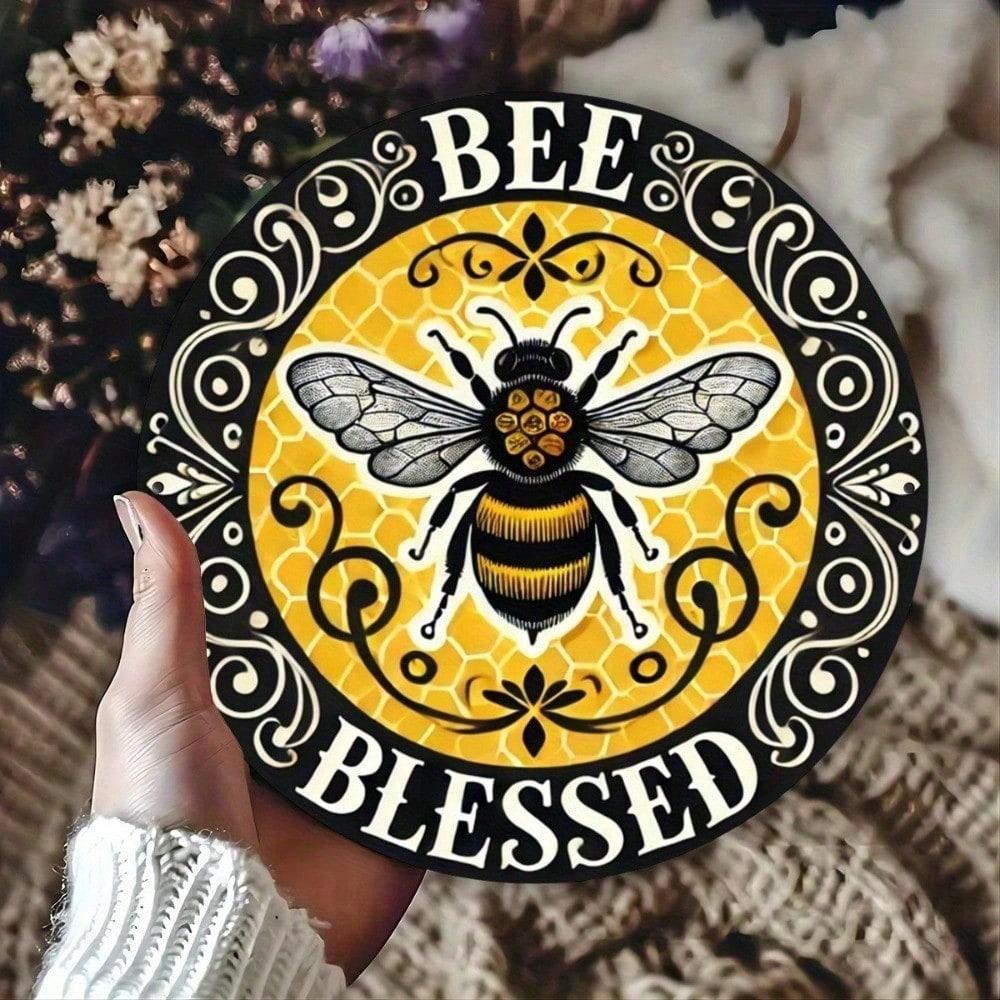 

Vintage Bumble Bee 8x8 Inch Round Tin Sign Metal Wall Art Retro Plaque Home Pub Garage Decor різнокольоровий