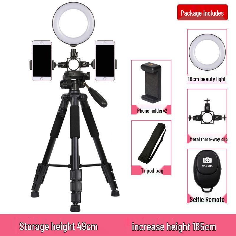 Multifunctional Mobile Streaming Tripod with Beauty Fill Light for Outdoor Videos & Selfies