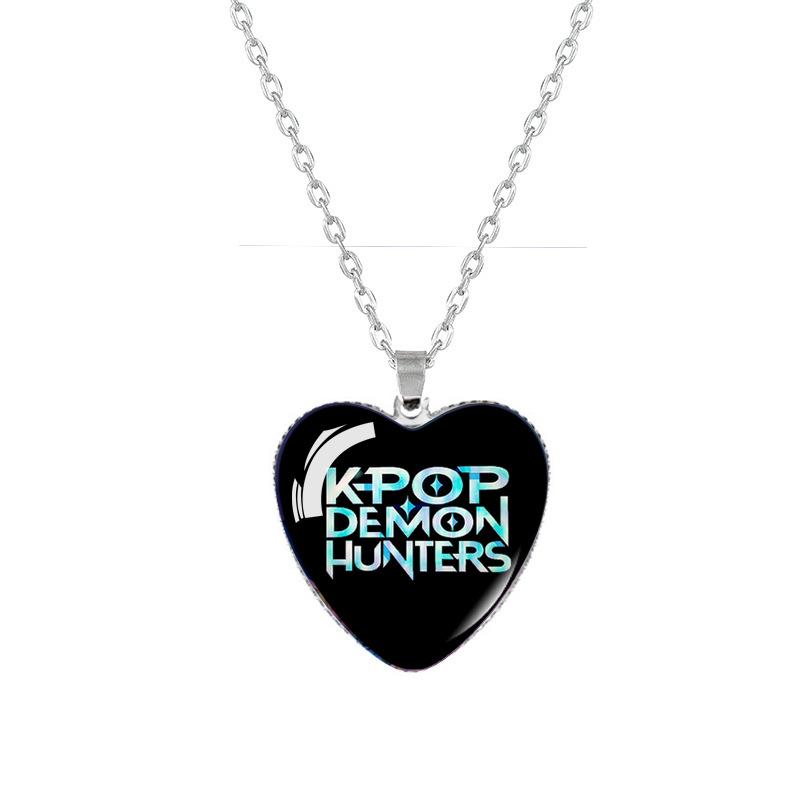 

Anime K-pop Demon Heart Shape Pendant Necklace Cartoon Character Idol Jewelry Gifts