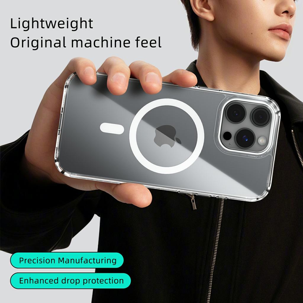 For iPhone 16 Pro Max Case Compatible with MagSafe Anti Scratch Clear TPU PC Phone Back Cover