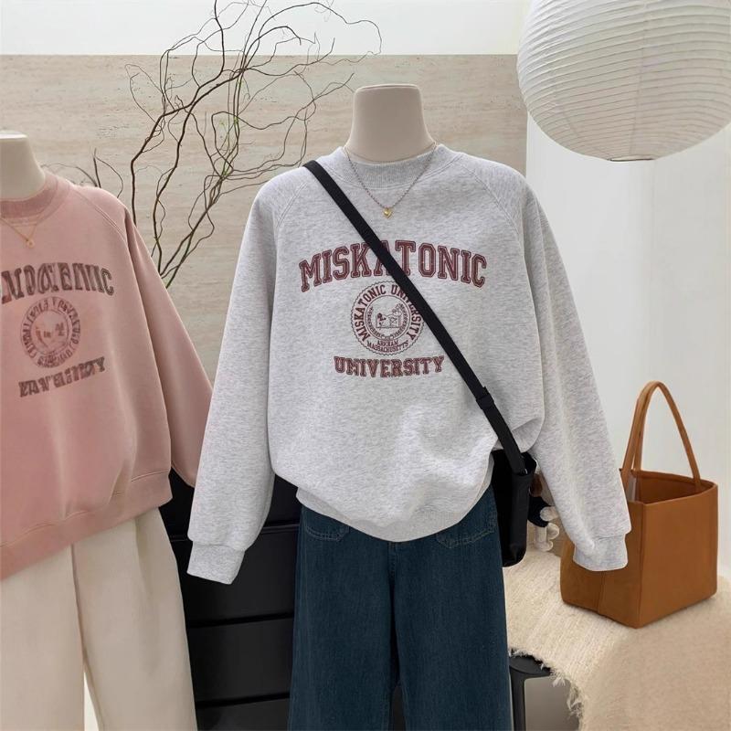 Sweatshirt für Damen Baumwolle Oversize Fleece Verdickt Locker Halber Rollkragen Lässig Pullover Langarm Winter Sweatshirt Top