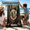 Custom Name Personalized Alpha Kappa Alpha Print Beach Towel, for Trip Camping Beach Party Home Decor, Birthday Gift for Family & Friends