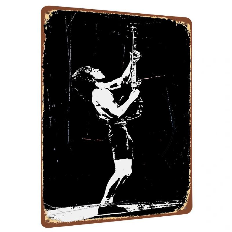 Rock Guitarist Silhouette Metal Wall Art Creative Home Decor Metal Craft Wall Hanging 20x30cm（7.8x11.8inch）