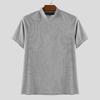 INCERUN Men Zip-up Turtleneck Short Sleeve Rib Fitted T-Shirts Tops