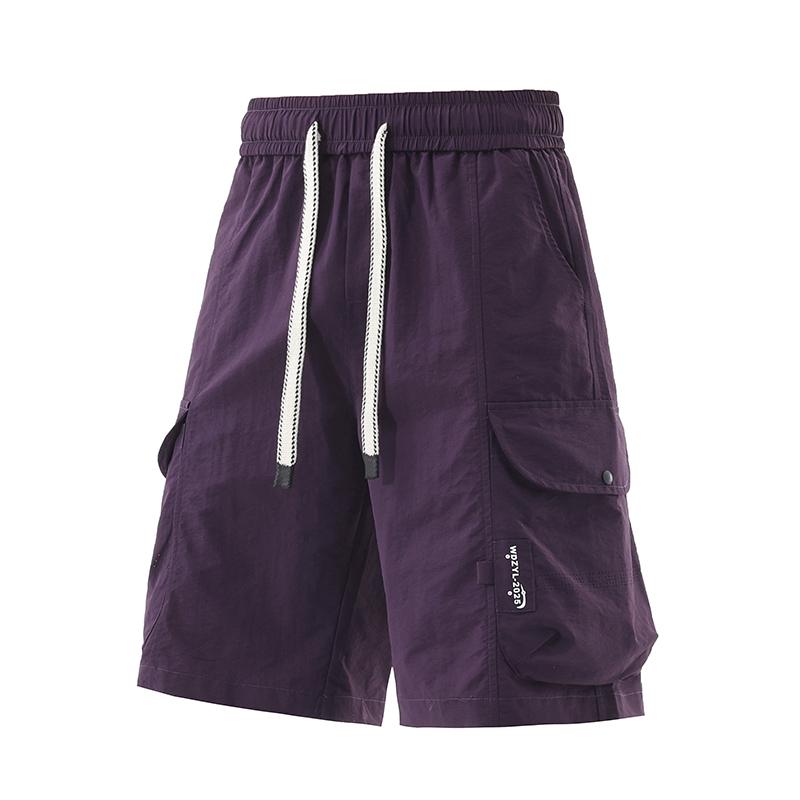 Large Size Summer Loose Straight Leg Five Inch Mid Length Pants For Men, Trendy Wide Leg Denim Mid Length Pants For Men, Ice Silk Sports Pants