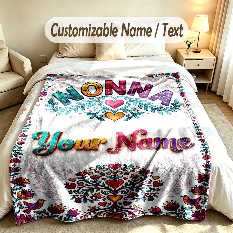 Decorative Artwork Theme Custom Blanket Personalized Name & Text Customized Soft Warm Throw Blanket Home Decor