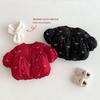 2025 New Girls' Korean-Style Winter Coat with Bow and Scarf - Cute Cotton Padded Outfit for Babies