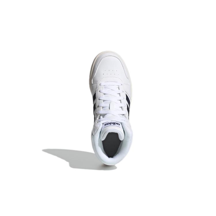 Adidas Neo Hoops 2.0 K Synthetic Leather Abrasion Resistant Mid top Kids' Skateboarding Shoes White Black Kids' FY7700