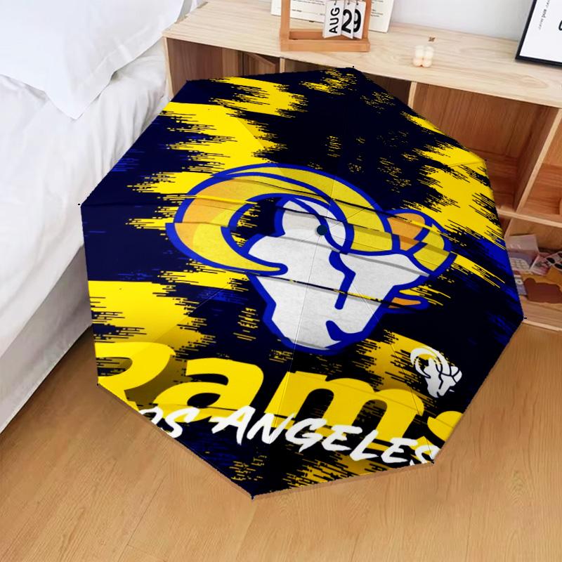 1PC Rams Football Team Spirit Printed Umbrella Folding umbrella, automatic umbrella 8-Frame for Travel, camping Fan gifts Christmas Gifts
