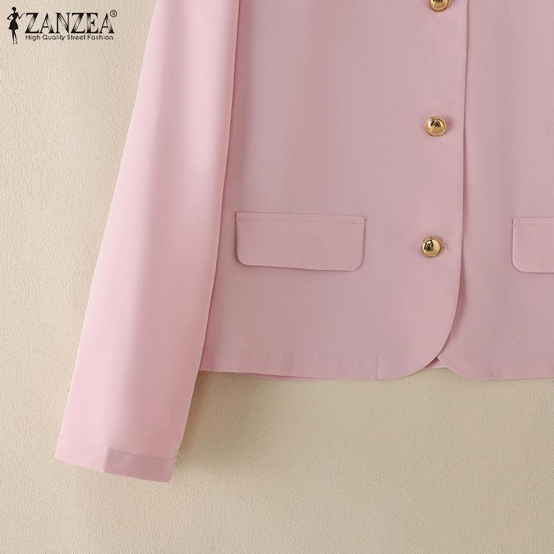 ZANZEA Women Casual Round Neck Loose Long Sleeve Blouse