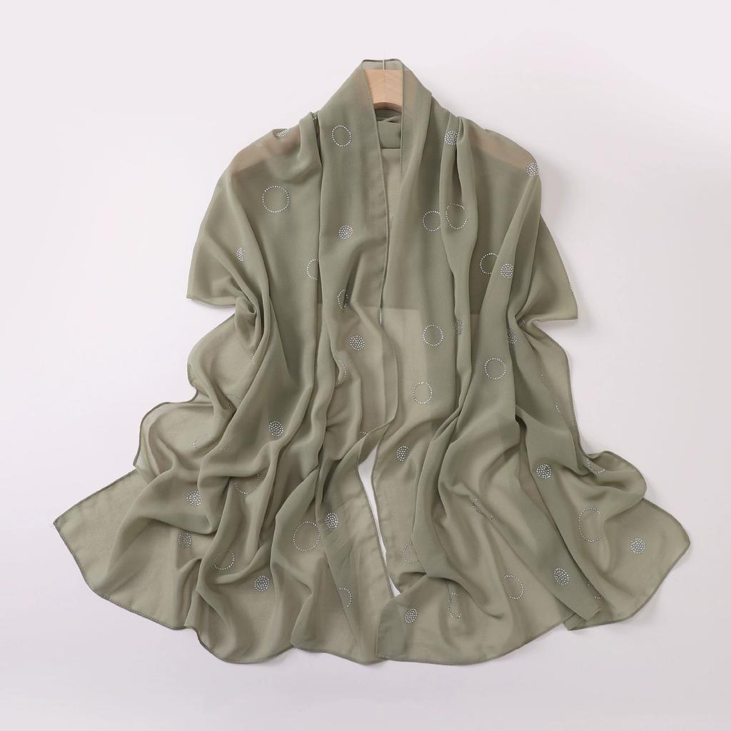 Diamond Pearl Chiffon Hijabs For Women Muslim Fashion Long Shawl Head Wrap For Women Turbans For Women Ramadan Turban Femme