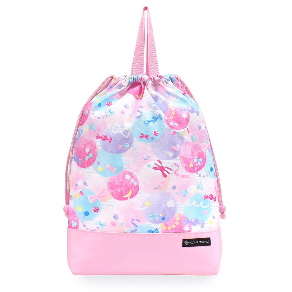 COLORFUL CANDY STYLE Gym Clothes Bag for Girls, Large Drawstring Bag, Perfect for Elementary School Students, Fluffy and Cute Candy Pop Design