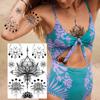 YURAN Women Girl Big Arm Owl Fake Tattoo Temporary Henna India Tatoo Stickers Custom Mandala Flower Black Turtle Tattoos Lace