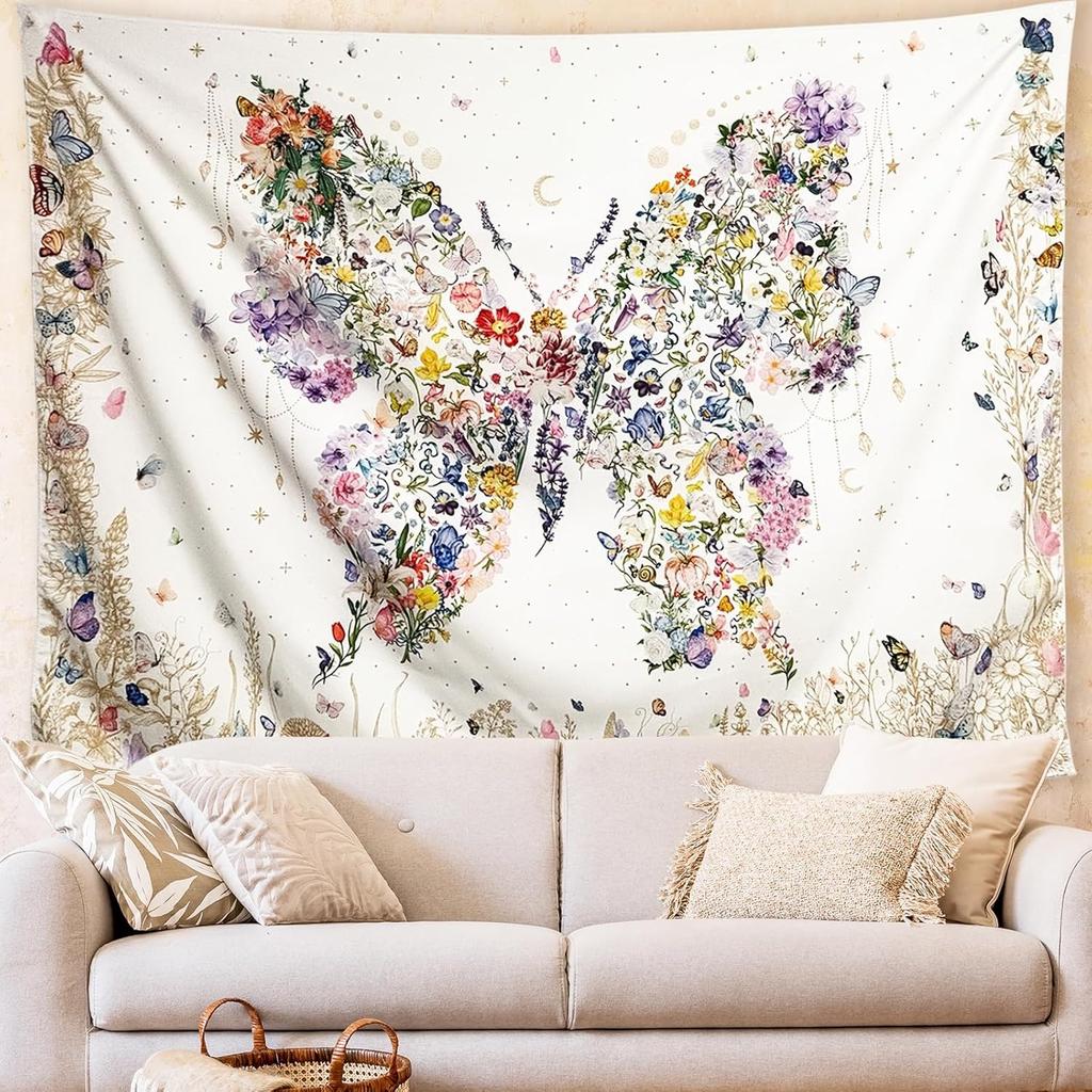 Damanse Floral Tapestry Wall Hanging Cute,Boho Wall Tapestry for Bedroom Aesthetic,Mandala Living Room Decor for Teen Girls
