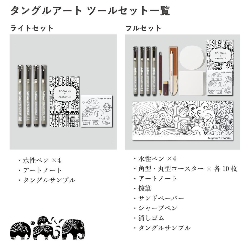 RingLeaf Tangle Art Tool Set Includes 4 Square and Round Art Mechanical and Tangle Sample Toolbox Water-Based Pens, Coasters, Notebook, Scrubber,