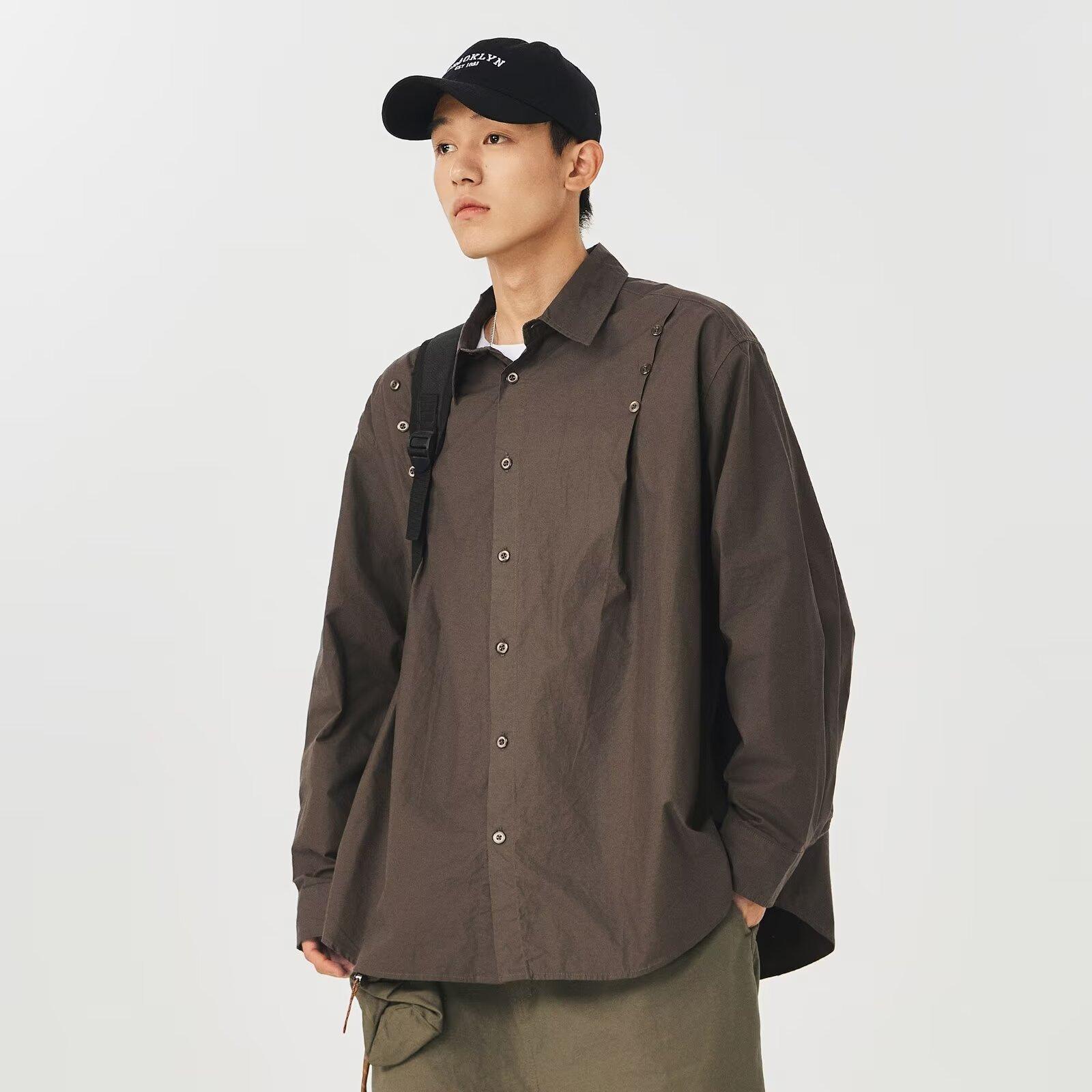 

2024 Комбинезон с длинным рукавом, рубашка в японском стиле в гонконгском стиле, свободная рубашка для мальчиков, летнее модное универсальное повседневное пальто 2XL серый