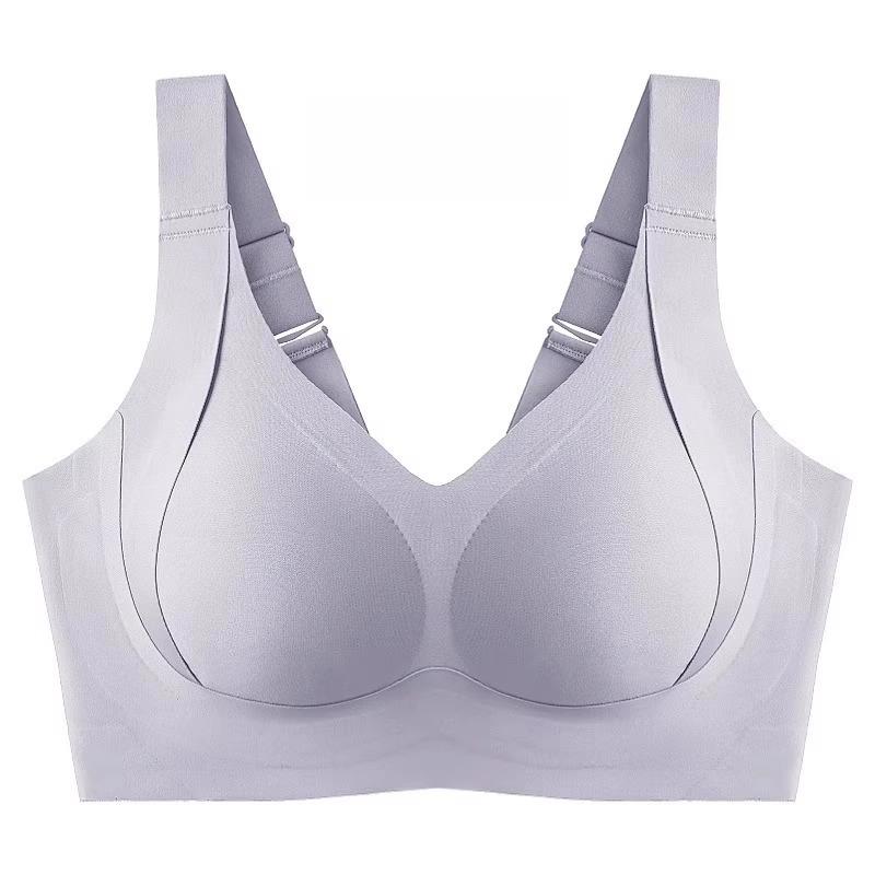 

Бюстгальтер полной чашки Женский бесшовный бюстгальтер Женский тонкий дизайн Топ Поддержка Антипровисание Сбор груди Бюстгальтер большого размера 5XL серый